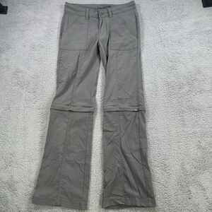 PrAna Pants Womens 4 Gray Stretch Nylon Hiking Outdoor‎ Cargo Button Convertible